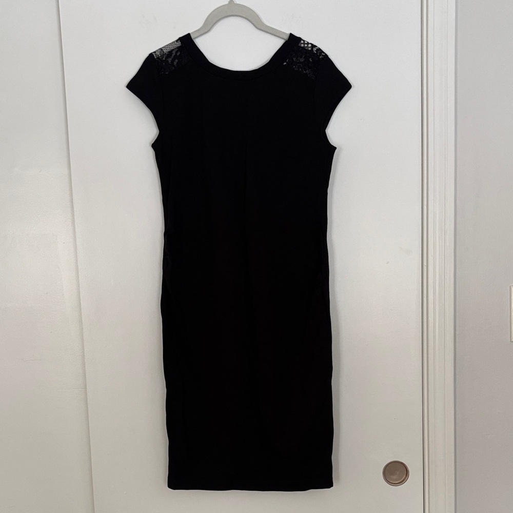 Elegant Black Cap Sleeve Maternity Dress